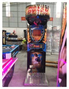 A robust coin-operated boxing arcade game machine designed specifically for adults. The machine features eye-catching graphics, a padded punching bag, and a digital display for scoring. Ideal for bars, clubs, arcades, and adult entertainment centers, it offers a challenging and competitive experience for adult players.