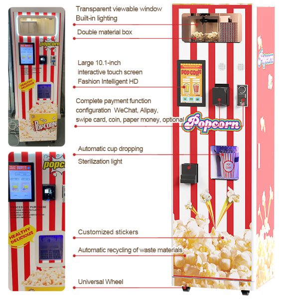 Self Small Popcorn Vending Machine Commercial For Business Popcorn Machine Mini Continuous Popcorn Production Machine With Cart - Image 6