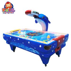 Ein farbenfroher Airhockey-Tisch im Delfin-Design mit bunter Beleuchtung – perfekt für Spielhallen und Familienunterhaltungszentren. Bietet spannenden Spielspaß für Kinder und Erwachsene.