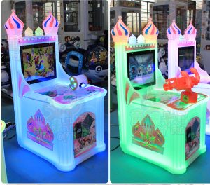 A colorful coin-operated children's game machine shaped like a castle. This series includes shooting, fishing, and racing games with vibrant graphics and child-friendly controls. Ideal for arcades, amusement parks, and family entertainment centers, it offers magical and engaging experiences for young players.