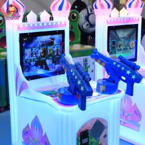 A colorful coin-operated children's game machine shaped like a castle. This series includes shooting, fishing, and racing games with vibrant graphics and child-friendly controls. Ideal for arcades, amusement parks, and family entertainment centers, it offers magical and engaging experiences for young players.