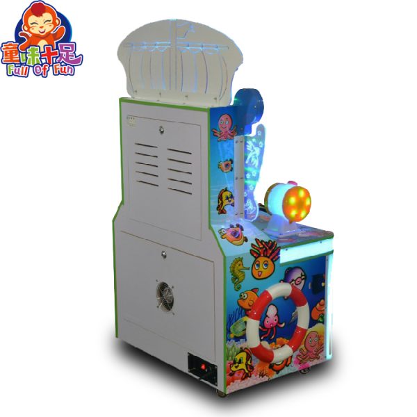 A colorful coin-operated children's two-player fishing game machine shaped like a castle. The machine features vibrant graphics, dual controls, and interactive fishing gameplay. Ideal for arcades, amusement parks, and family entertainment centers, it offers a magical and engaging fishing experience for young players.
