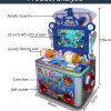 A colorful coin-operated children's two-player fishing game machine shaped like a castle. The machine features vibrant graphics, dual controls, and interactive fishing gameplay. Ideal for arcades, amusement parks, and family entertainment centers, it offers a magical and engaging fishing experience for young players.