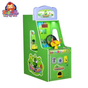 A colorful coin-operated Dinosaur Paradise Children's Ball Shooting Game designed for kids. The machine features vibrant dinosaur graphics, a user-friendly interface, and interactive ball shooting gameplay. Ideal for arcades, family entertainment centers, and playrooms, it offers a fun and engaging experience for young players.
