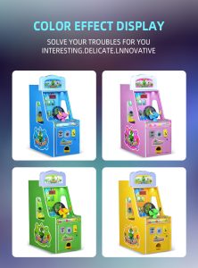 A colorful coin-operated Dinosaur Paradise Children's Ball Shooting Game designed for kids. The machine features vibrant dinosaur graphics, a user-friendly interface, and interactive ball shooting gameplay. Ideal for arcades, family entertainment centers, and playrooms, it offers a fun and engaging experience for young players.