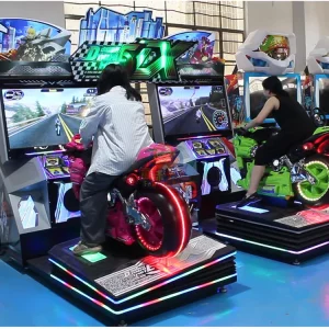 A dynamic and exciting coin-operated Two-Player Motorcycle Racing Game Machine designed for players of all ages. The machine features realistic graphics and sound effects, offering an immersive racing experience. Perfect for arcades and entertainment centers.