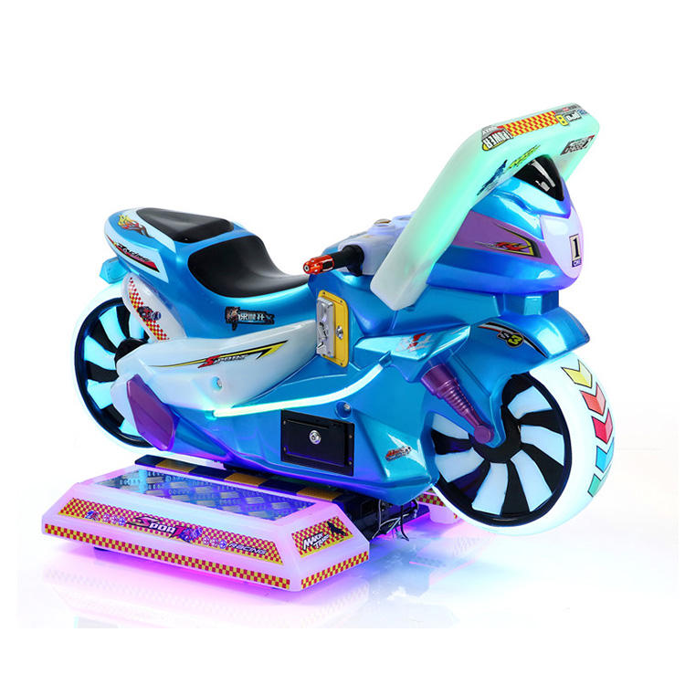 A colorful and engaging coin-operated Children's Motorcycle Racing Game Machine designed for young players. The machine features vibrant graphics and sound effects, offering an immersive racing experience perfect for arcades and family entertainment centers.