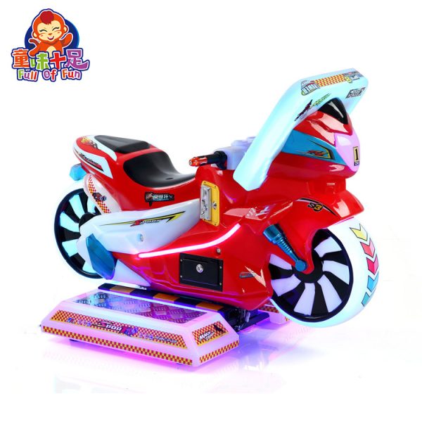 A colorful and engaging coin-operated Children's Motorcycle Racing Game Machine designed for young players. The machine features vibrant graphics and sound effects, offering an immersive racing experience perfect for arcades and family entertainment centers.