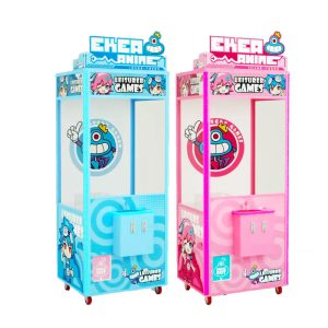 A claw machine filled with plush toys, inviting players to test their skill and luck.