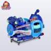 Colorful submarine kiddie ride designed for children, featuring vibrant colors and playful marine-themed graphics.