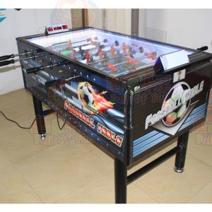 Coin-operated table football machine for kids and adults, perfect for arcades and entertainment venues.