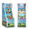 Golden Rooster Laying Eggs Children's Game Machine featuring a colorful screen with a chicken dropping eggs, a basket controlled by a steering wheel, and bright graphics attracting young players.