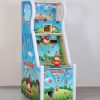 Golden Rooster Laying Eggs Children's Game Machine featuring a colorful screen with a chicken dropping eggs, a basket controlled by a steering wheel, and bright graphics attracting young players.