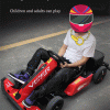 Children’s go-kart with bright colors, perfect for outdoor racing fun and entertainment.