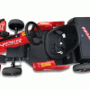 Children’s go-kart with bright colors, perfect for outdoor racing fun and entertainment.