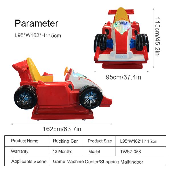 Colorful airplane racing kiddie ride, designed for children with fun graphics and safety features.