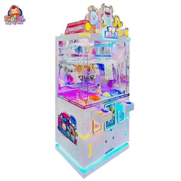 A vibrant Clamp Gift Machine featuring a rotating disk with colorful clamps holding various prizes, showcasing the thrill of winning.