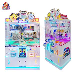 A vibrant Clamp Gift Machine featuring a rotating disk with colorful clamps holding various prizes, showcasing the thrill of winning.