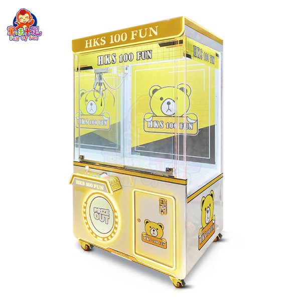 Large claw machine arcade game with toys and plush prizes