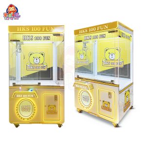 Large claw machine arcade game with toys and plush prizes