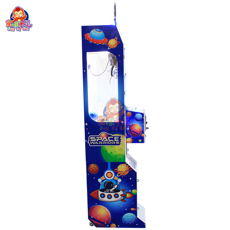 Mini claw machine with colorful plush toys, perfect for home or arcade use.