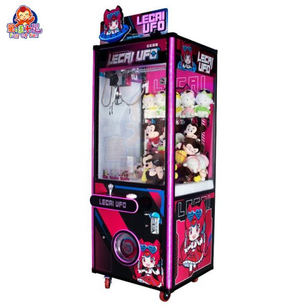 Deluxe Claw Machine with LED lights and plush toys as prizes.
