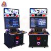 Street fighting arcade machine with joystick controls and vibrant gameplay display.