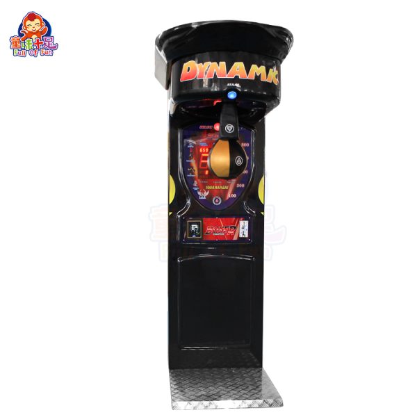 Black boxing machine with a punching pad and digital score display.