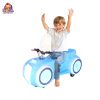 Colorful children's square motorcycle ride with safety features and vibrant design.