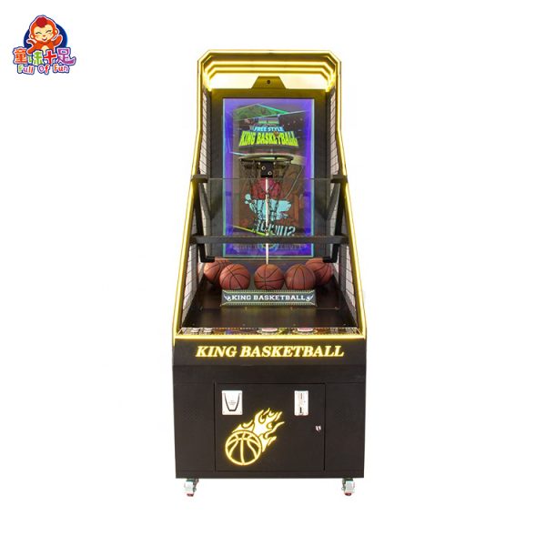 Coin-operated adult basketball machine with deluxe design and digital scoring display.
