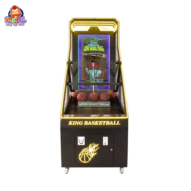 Coin-operated adult basketball machine with deluxe design and digital scoring display.