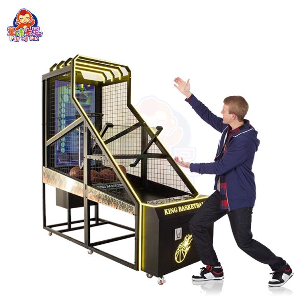Coin-operated adult basketball machine with deluxe design and digital scoring display.
