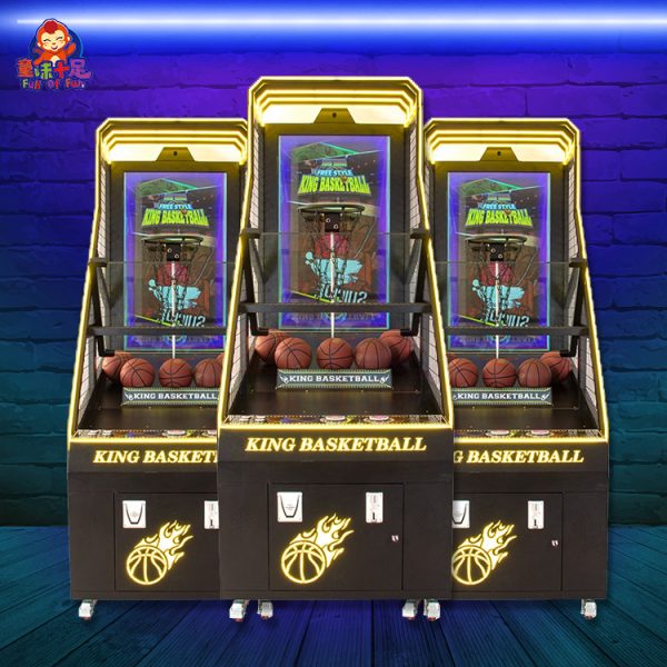 Coin-operated adult basketball machine with deluxe design and digital scoring display.