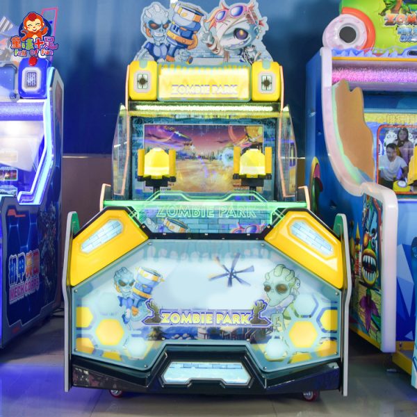 Children's two-player water shooting game machine with fun targets.