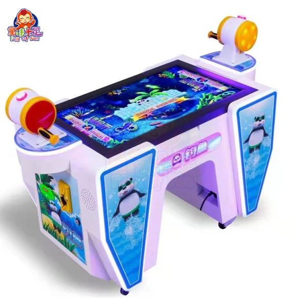 Kids playing a dual-player video soccer game.