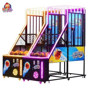 Deluxe arcade basketball machine with LED lights and multiple game modes.