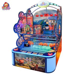 Arcade-Basketballautomat für Kinder, zwei Spieler, mit LED-Beleuchtung und unterhaltsamem Gameplay.