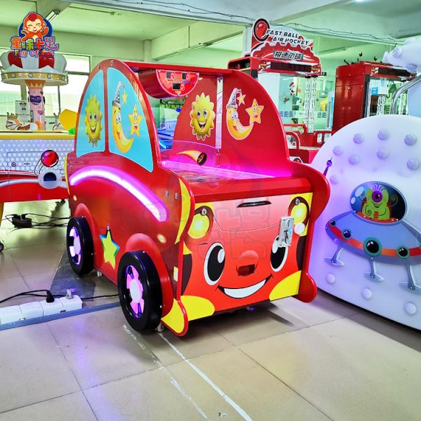Children’s air hockey table with colorful graphics and two-player setup.