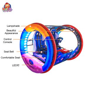 360-degree dual-seat rolling car spinning in an open square.
