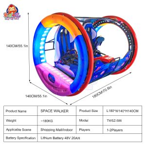 360-degree dual-seat rolling car spinning in an open square.