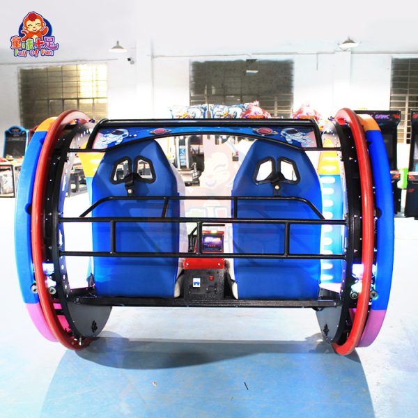 360-degree dual-seat rolling car spinning in an open square.