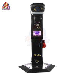 Schwarzer, münzbetriebener Boxautomat mit LED-Anzeige für Spielhallen.