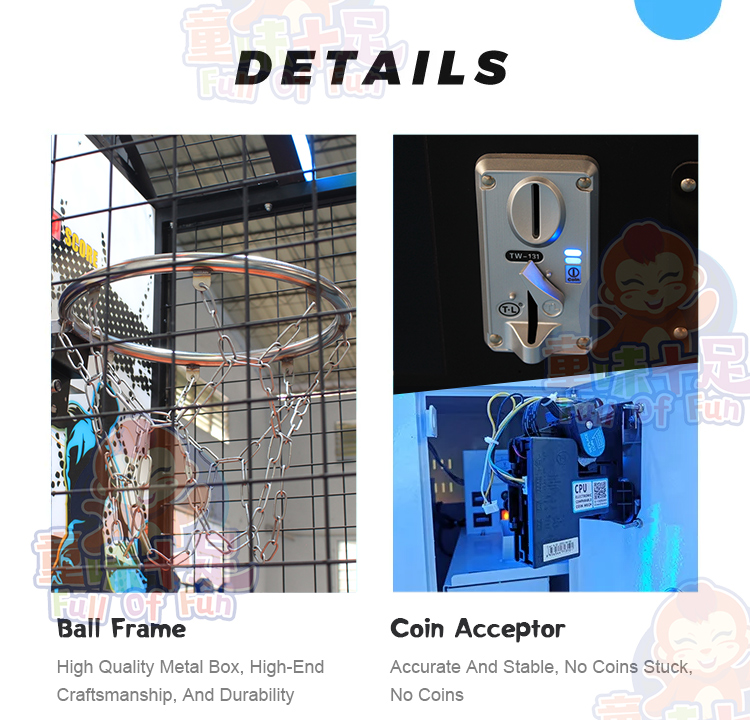 Coin-operated LED Basketball Arcade Machine with lights for arcade use.