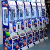 Mini claw machine with colorful plush toys, perfect for home or arcade use.