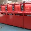 Reliable and secure red pull tab machine with adjustable columns and bill acceptor—ideal for distributing promotional tickets or game tokens automatically.