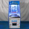 White cute arcade coin pusher machine with LED lights and coin slots