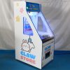 White cute arcade coin pusher machine with LED lights and coin slots