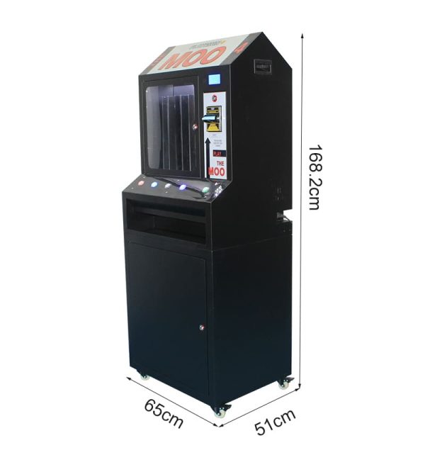 Reliable and secure black pull tab machine with adjustable columns and bill acceptor—ideal for distributing promotional tickets or game tokens automatically.