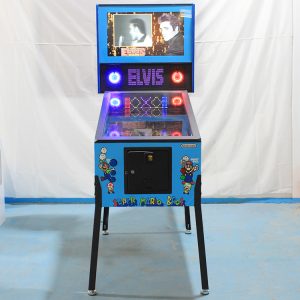 Custom pinball machine with ultra-high-definition LED screens and dynamic RGB lighting, designed for arcade and entertainment venues.