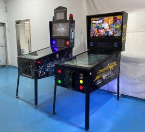 Modern digital pinball machine with customizable design for entertainment venues